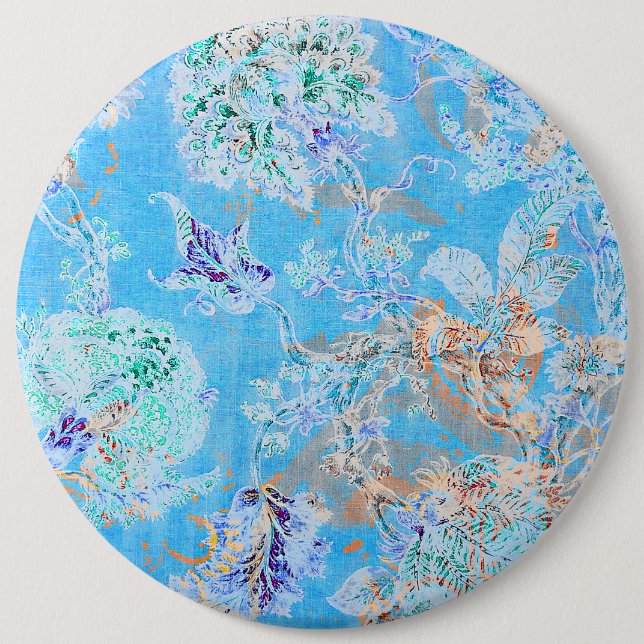 Macaron Rond 15,2 Cm Beau bleu pastel floral (Devant)