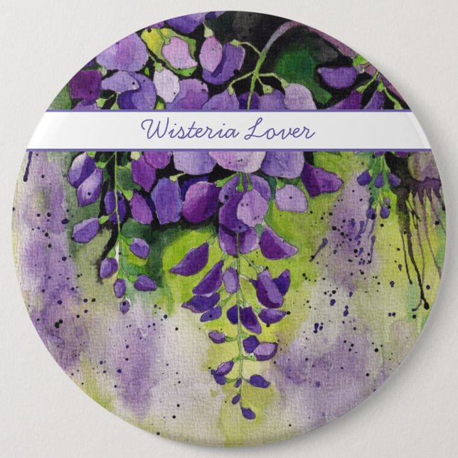 Macaron Rond 15,2 Cm Belles Fleurs De Wisteria En Aquarelle (Devant)
