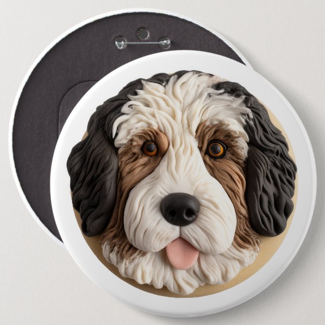 Macaron Rond 15,2 Cm Bernedoodle Chien 3D inspiré (Devant & derrière)