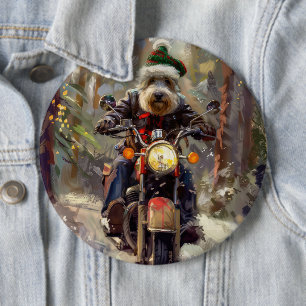 Macaron Rond 15,2 Cm Bernedoodle Chien à moto Noël