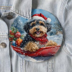 Macaron Rond 15,2 Cm Bernedoodle Chien dans la corniche Laisser neiger 