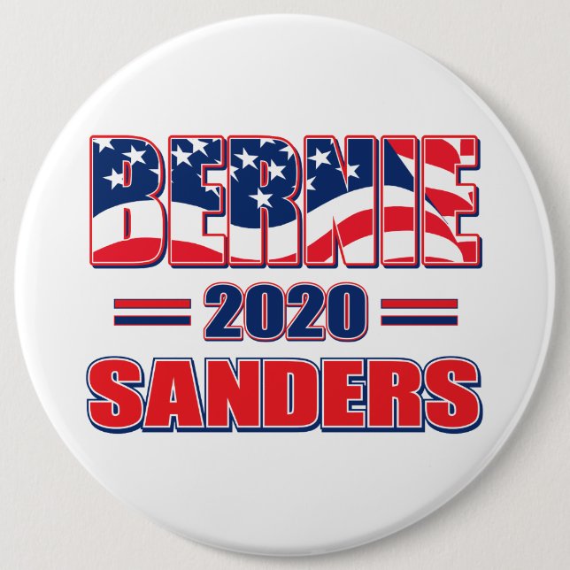 Macaron Rond 15,2 Cm Bernie Sanders pour le président 2020 (Devant)