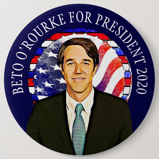 Macaron Rond 15,2 Cm Beto O'Rourke pour l'élection présidentielle améri (Devant)