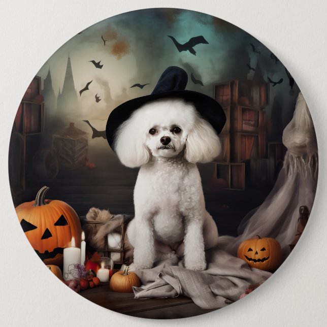 Macaron Rond 15,2 Cm Bichon Frise Citrouilles Halloween effrayant (Devant)