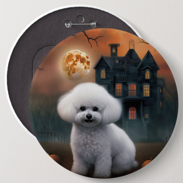 Macaron Rond 15,2 Cm Bichon Frise Halloween effroi (Devant & derrière)