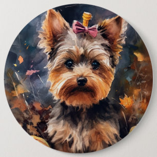 Macaron Rond 15,2 Cm Biewer Terrier Halloween avec citrouilles effrayan