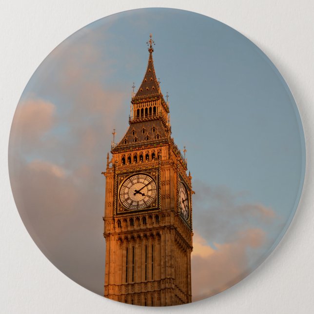 Macaron Rond 15,2 Cm Big Ben dans le bouton de Londres (Devant)