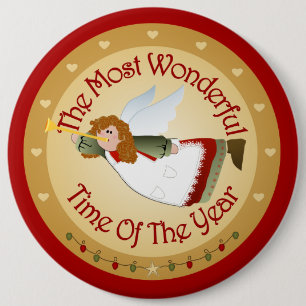 Macaron Rond 15,2 Cm Big Button Christmas Angel