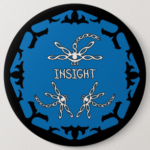 Macaron Rond 15,2 Cm Bleu, Brow 3e Oeil Chakra "Insight" libellules