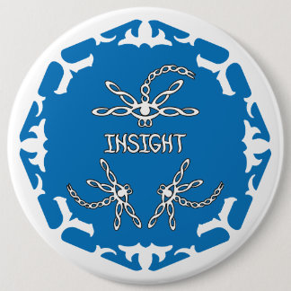 Macaron Rond 15,2 Cm Blue, 3rd Eye Chakra "Insight" Dragonfly White BG