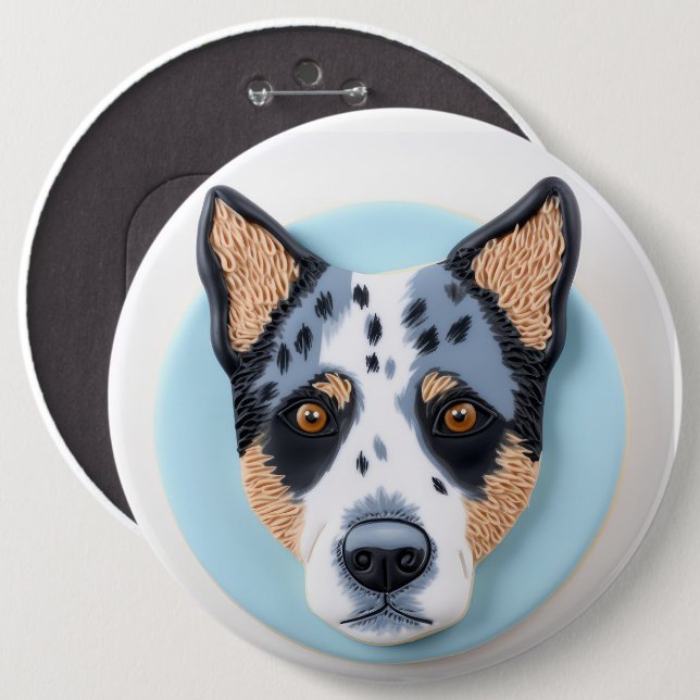 Macaron Rond 15,2 Cm Blue Heeler Chien 3D inspiré (Devant & derrière)