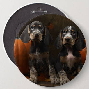 Macaron Rond 15,2 Cm Bluetick Coonhound Chiot Automne Citrouille de pla