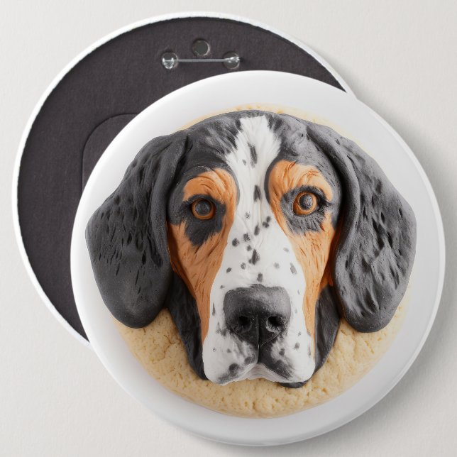 Macaron Rond 15,2 Cm Bluetick Coonhound Dog 3D inspiré (Devant & derrière)