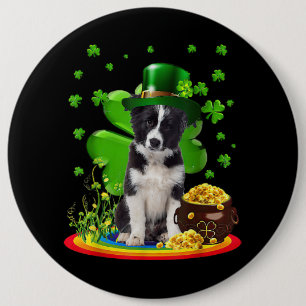 Macaron Rond 15,2 Cm Bordure Collie Chien Shamrock Jour de la Saint Pat