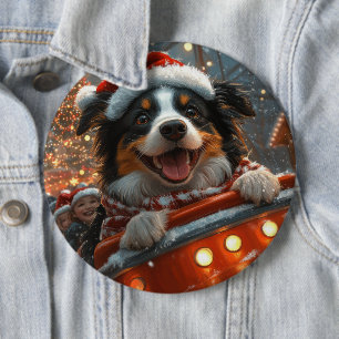 Macaron Rond 15,2 Cm Bordure Collie Dog Roller Dessous de verre Noël