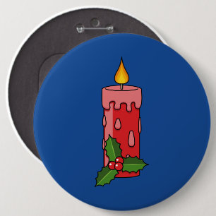 Macaron Rond 15,2 Cm Bougie de Pilier Rouge de Noël avec Holly