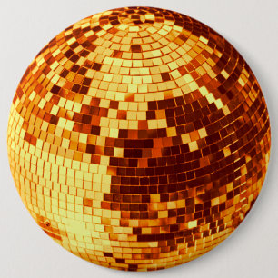 Macaron Rond 15,2 Cm Boule disco rétro scintillement paillettes or anni