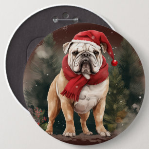 Macaron Rond 15,2 Cm Bouledogue dans la neige de Noël