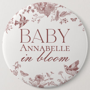 Macaron Rond 15,2 Cm Bourgogne Toile De Jouy Baby shower Floral Vintage