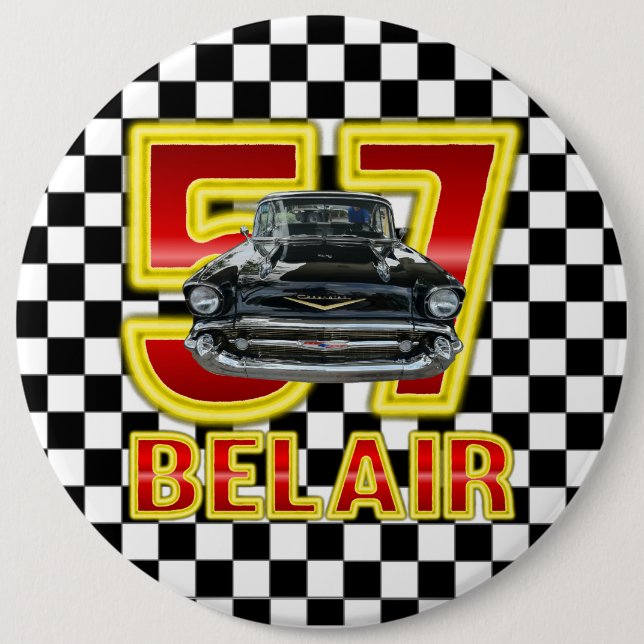 Macaron Rond 15,2 Cm Bouton 1957 de Bel Air de Chevy (Devant)