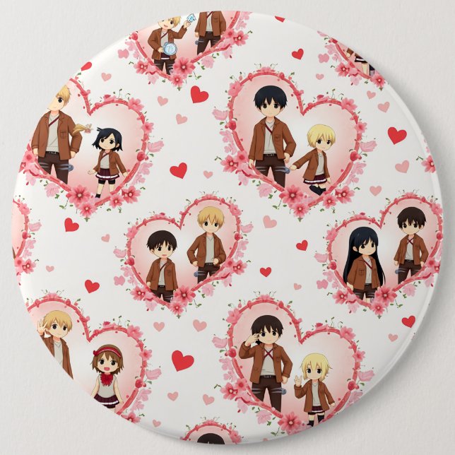 MACARON ROND 15,2 CM BOUTON ANIME JOUR DE VALENTINE (Devant)