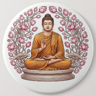 Macaron Rond 15,2 Cm Bouton artistique Peaceful Buddha