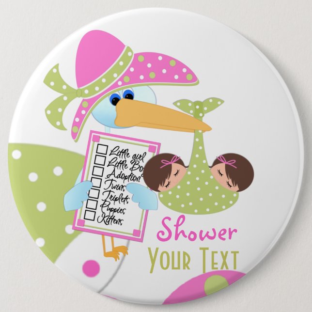 Macaron Rond 15,2 Cm Bouton baby shower jumeaux (Devant)