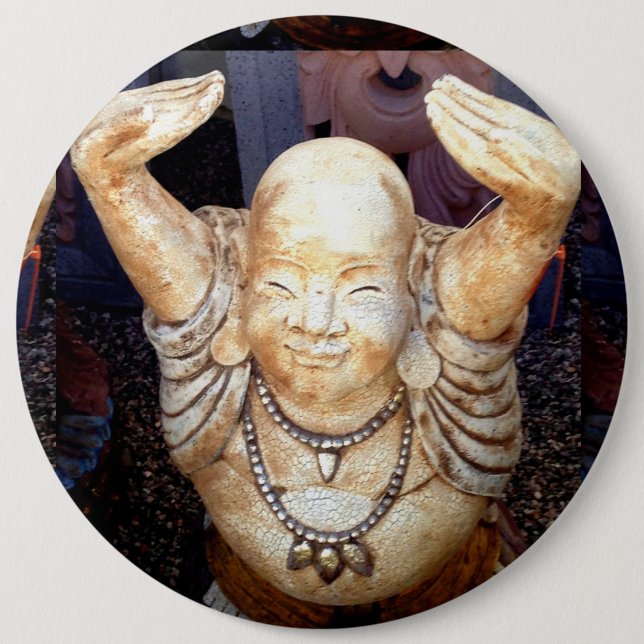Macaron Rond 15,2 Cm bouton bouddha souriant (Devant)