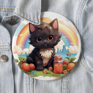 Macaron Rond 15,2 Cm Bouton Chat noir mignon