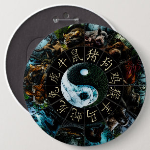 Macaron Rond 15,2 Cm Bouton chinois Zodiac
