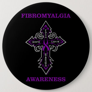 Macaron Rond 15,2 Cm Bouton croix/sensibilisation...Fibro