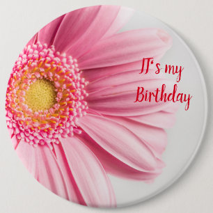 Macaron Rond 15,2 Cm Bouton d'anniversaire de tournesol rose