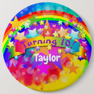 Macaron Rond 15,2 Cm Bouton d'anniversaire - Rainbow Design HAMbyWG