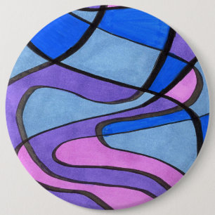 Macaron Rond 15,2 Cm Bouton d'art Abstrait "Morningl Cool"