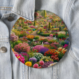 Macaron Rond 15,2 Cm Bouton de déclaration de jardin de fleurs de fanta