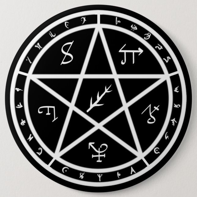 Macaron Rond 15,2 Cm Bouton de joint - blanc sur le noir (Devant)