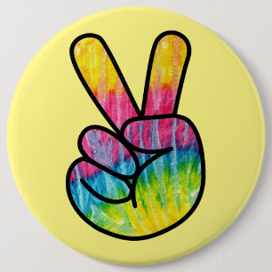 Macaron Rond 15,2 Cm Bouton de signe Rainbow Peace