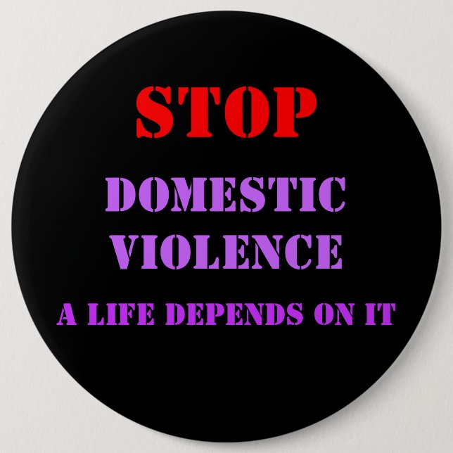 Macaron Rond 15,2 Cm Bouton de violence familiale (Devant)