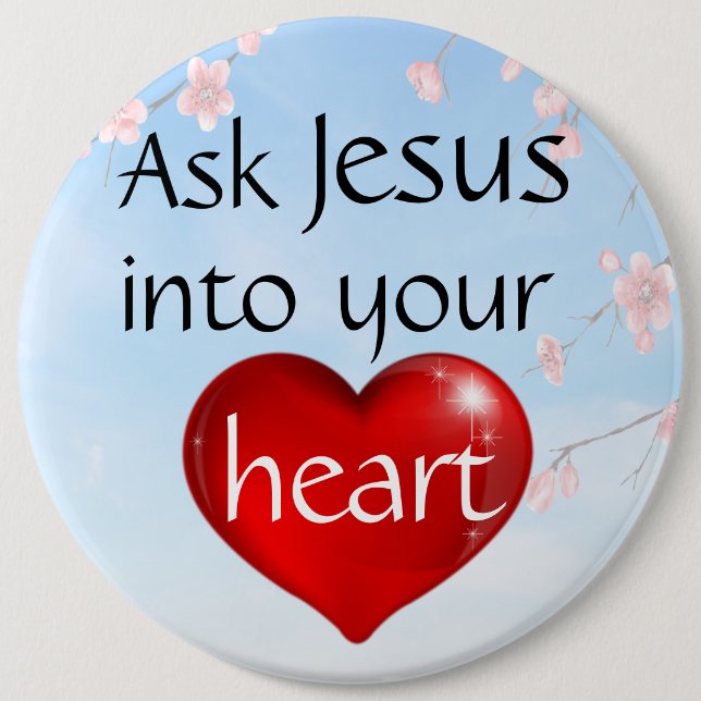 Macaron Rond 15,2 Cm Bouton Demander à Jésus (Devant)