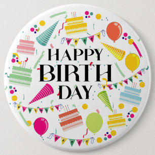 Macaron Rond 15,2 Cm Bouton des célébrations d'anniversaire joyeuses