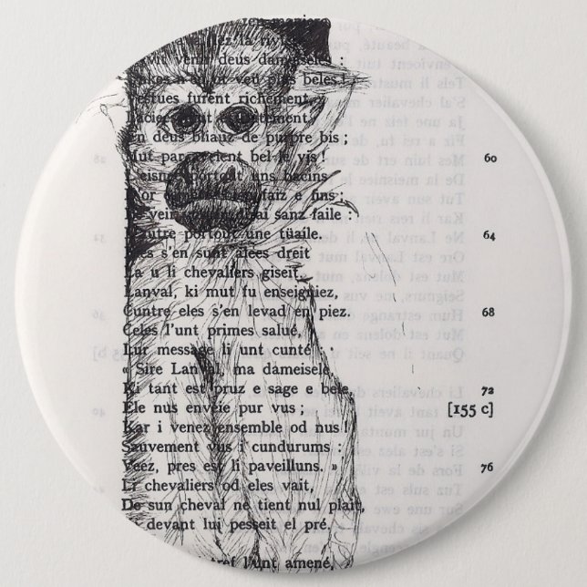 Macaron Rond 15,2 Cm Bouton Étrange singe Année 2016 (Devant)