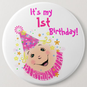 Macaron Rond 15,2 Cm Bouton Fille Anniversaire