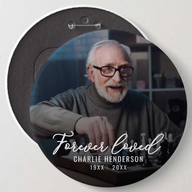 Macaron Rond 15,2 Cm Bouton "Forever Loved" (Devant & derrière)
