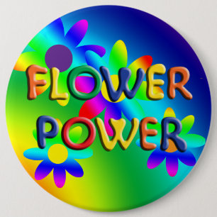 Macaron Rond 15,2 Cm Bouton Hippie d'alimentation de 6 pouces