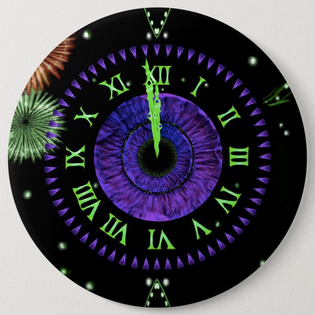 Macaron Rond 15,2 Cm Bouton Iris Clock Purple (Devant)