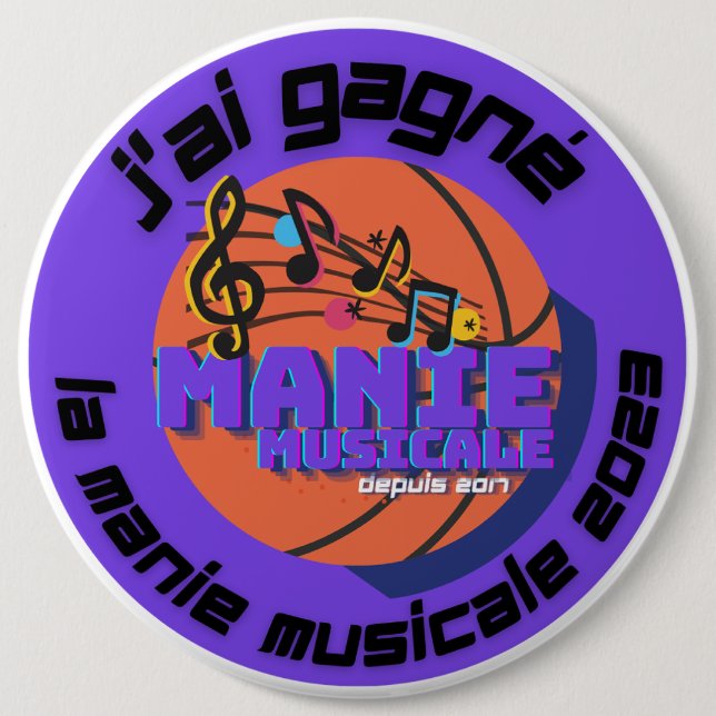 Macaron Rond 15,2 Cm Bouton J'ai gagné 2023 (Devant)