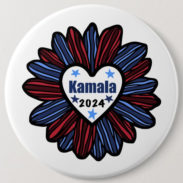 Macaron Rond 15,2 Cm Bouton Kamala 2024 (Devant)