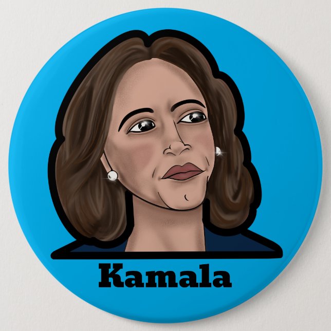 Macaron Rond 15,2 Cm Bouton Kamala Harris (Devant)