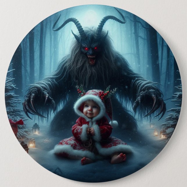 Macaron Rond 15,2 Cm Bouton Krampus de Noël (Devant)