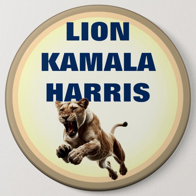 Macaron Rond 15,2 Cm Bouton Lion Kamala Harris (Devant)